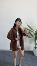 Star Pamuk Keten Gömlek - Kahve - Görsel 2