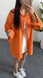 Star Pamuk Keten Gömlek - Turuncu - Görsel 3