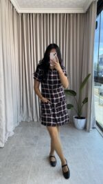 Yuna Vatkalı Tüvit Elbise - Görsel 2