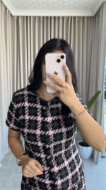 Yuna Vatkalı Tüvit Elbise - Görsel 4