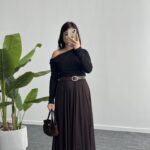 Veny Asimetrik Tül Etek - Kahve