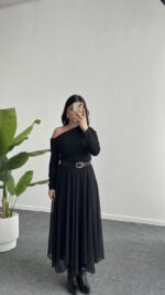 Veny Asimetrik Tül Etek - Siyah - Görsel 4