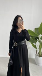 Vetra Çan Kemerli Elbise - Siyah - Görsel 2