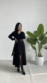 Vetra Çan Kemerli Elbise - Siyah - Görsel 3