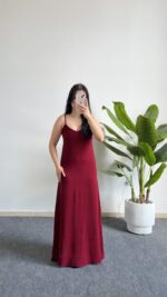 Viole Askılı Aerobin Elbise - Bordo - Görsel 5