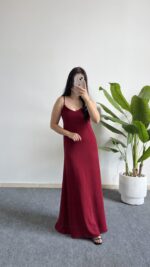 Viole Askılı Aerobin Elbise - Bordo
