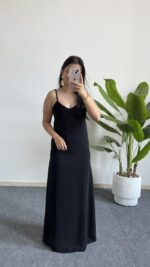 Viole Askılı Aerobin Elbise - Siyah - Görsel 4