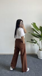 Vole Keten Pantolon - Kahve - Görsel 6