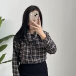 Yakası Fularlı Ekose Gömlek - Antrasit