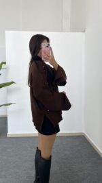 Yırtmaçlı Çelik Triko - Kahverengi - Görsel 5