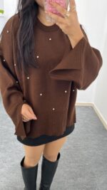 Yırtmaçlı Çelik Triko - Kahverengi - Görsel 3