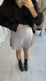 Yonca Gri Pileli Etek - Görsel 4