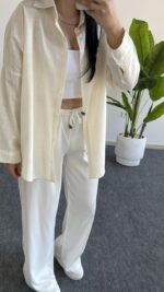 Yonca Keten Gömlek - Ekru - Görsel 2