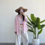 Yonca Keten Gömlek - Pembe