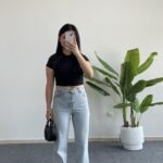 Zımba Boncuk Detaylı Crop - Siyah