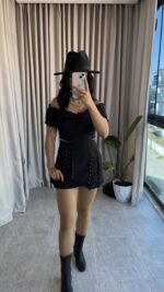 Zımba Detay Şortlu Etek - Görsel 5