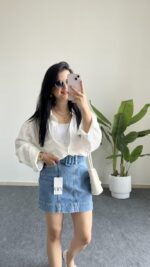 Zr Marka Kemerli Kot Etek - Görsel 3