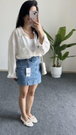 Zr Marka Kemerli Kot Etek - Görsel 6