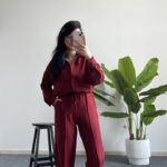 Diana Keten Takım - Bordo