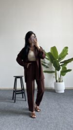 Diana Keten Takım - Kahverengi - Görsel 7