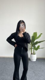 Fermuar Detay İspanyol Paça Pantolon - Görsel 2