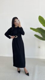 Gold Toka Detaylı Elbise - Siyah - Görsel 7