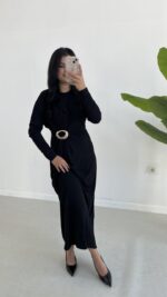 Gold Toka Detaylı Elbise - Siyah - Görsel 6