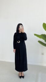 Gold Toka Detaylı Elbise - Siyah - Görsel 8