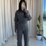 Gri Balıkçı Yaka Fitilli Triko Takım