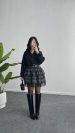 Hanna Ekose Kemerli Etek - Siyah - Görsel 4