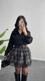 Hanna Ekose Kemerli Etek - Siyah - Görsel 6