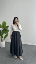 Lerasa Tensel Maxi Etek - Lacivert - Görsel 6