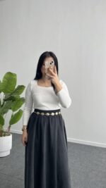 Lerasa Tensel Maxi Etek - Lacivert - Görsel 5