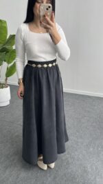 Lerasa Tensel Maxi Etek - Lacivert - Görsel 4