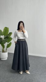 Lerasa Tensel Maxi Etek - Lacivert - Görsel 7