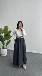 Lerasa Tensel Maxi Etek - Lacivert