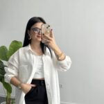 Leoni Oversize Basic Gömlek - Beyaz