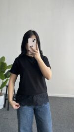 Carry Dantelli Tişört - Siyah - Görsel 3