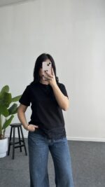 Carry Dantelli Tişört - Siyah - Görsel 2