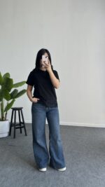 Carry Dantelli Tişört - Siyah