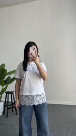 Carry Dantelli Tişört - Beyaz - Görsel 5