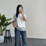 Carry Dantelli Tişört - Beyaz