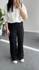 Pina Önü Simli Modal Pantolon - Siyah - Görsel 6