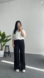 Pina Önü Simli Modal Pantolon - Siyah - Görsel 4