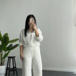 Pina Önü Simli Modal Pantolon - Beyaz