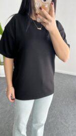 Esila Basic Modal Tişört - Siyah - Görsel 4