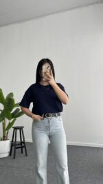 Esila Basic Modal Tişört - Lacivert - Görsel 4