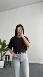 Esila Basic Modal Tişört - Kahve - Görsel 4