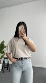 Esila Basic Modal Tişört - Taş - Görsel 2