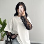 Loi Dantel Detaylı Oversize Tişört - Beyaz